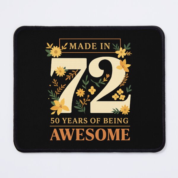 Item preview, Made in 1972 Vintage Floral Design – 50 Years of Being Awesome Birthday Gift designed and sold by DrawHandArt.