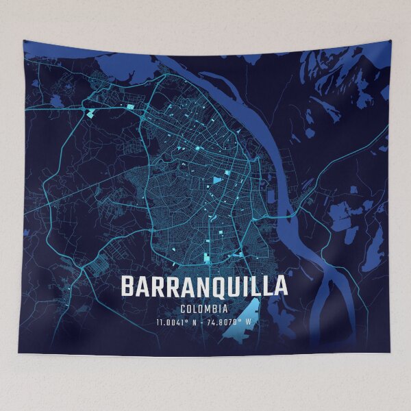 Item preview, Barranquilla Midnight City Map designed and sold by HomeLivingCo.