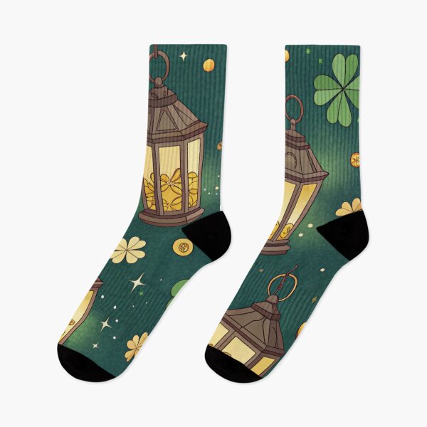 Item preview, Golden lanterns glowing with coins and lucky clovers designed and sold by Lucky 777.