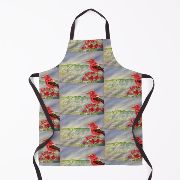 Item preview, Hawaiian ʻIʻiwi Bird – Native Red Honeycreeper with Flowers designed and sold by TrisaThyme.