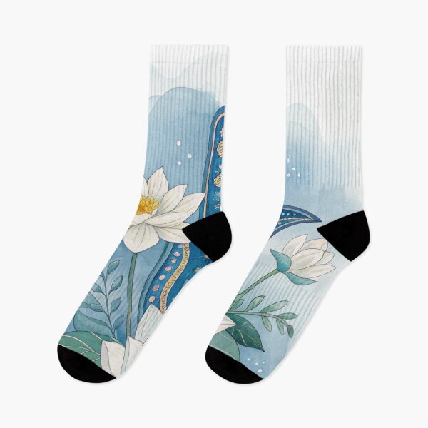 Item preview, Blue hamsa hand with lotus flowers designed and sold by Lucky 777.
