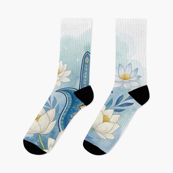 Item preview, Blue hamsa hand with lotus flowers designed and sold by Lucky 777.