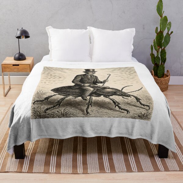 Item preview, Victorian Gentleman Riding a Giant Beetle – Surreal Vintage Illustration designed and sold by Geafixy.