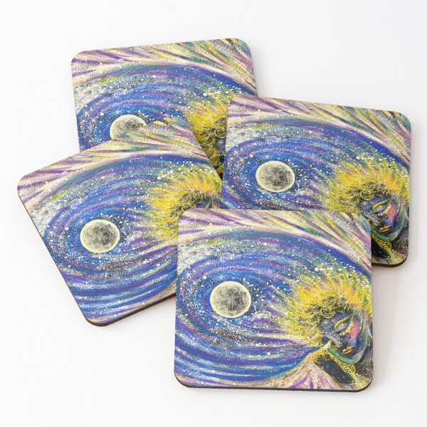 Item preview, Moon Listener – Cosmic Goddess in a Starry Sky designed and sold by TrisaThyme.