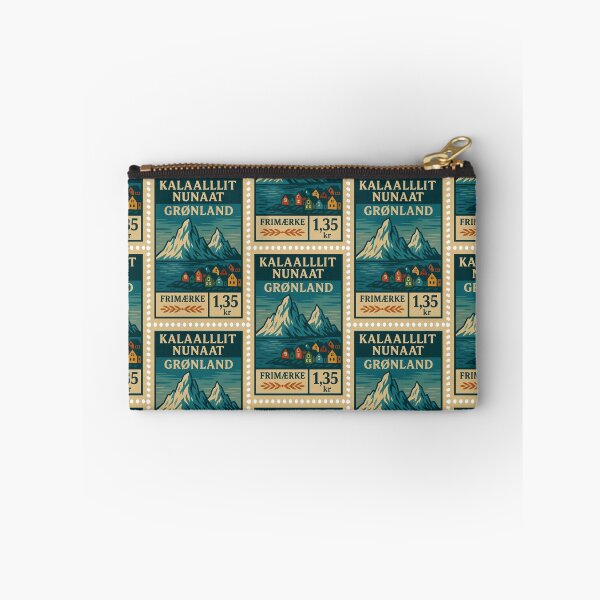 Item preview, Vintage Greenland Postage Stamp – Arctic Mountains and Colorful Houses Retro Design designed and sold by Travellerz.