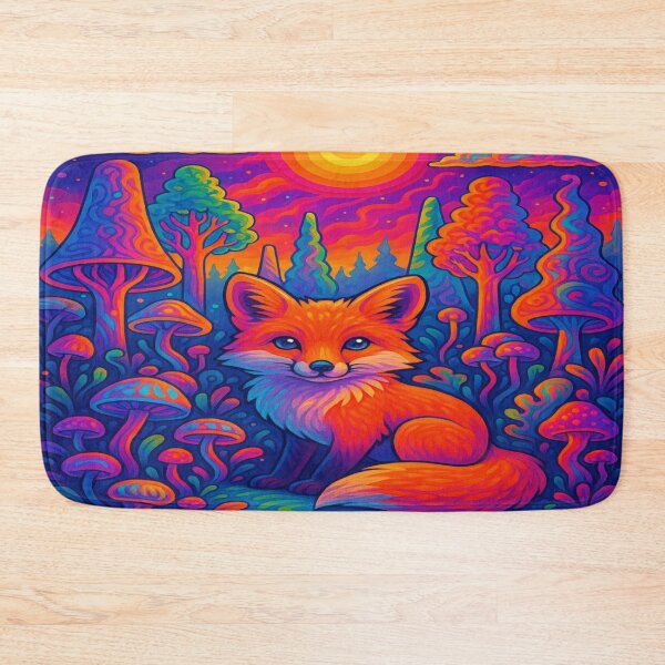 Item preview, Psychedelic Fox – Vibrant Neon Forest Art | Colorful Fantasy Illustration by Print Art Deluxe designed and sold by ART PRINT DELUXE STUDIO.