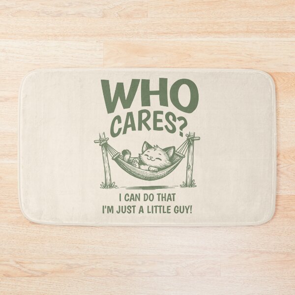 Item preview, "Who cares? I'm just a little guy!" – Cute cat in hammock meme T-shirt designed and sold by RMD-Design.