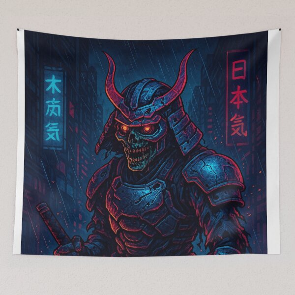 Item preview, Cyberpunk Zombie Samurai Warrior – Neon Undead Ronin designed and sold by Thaivi Design.