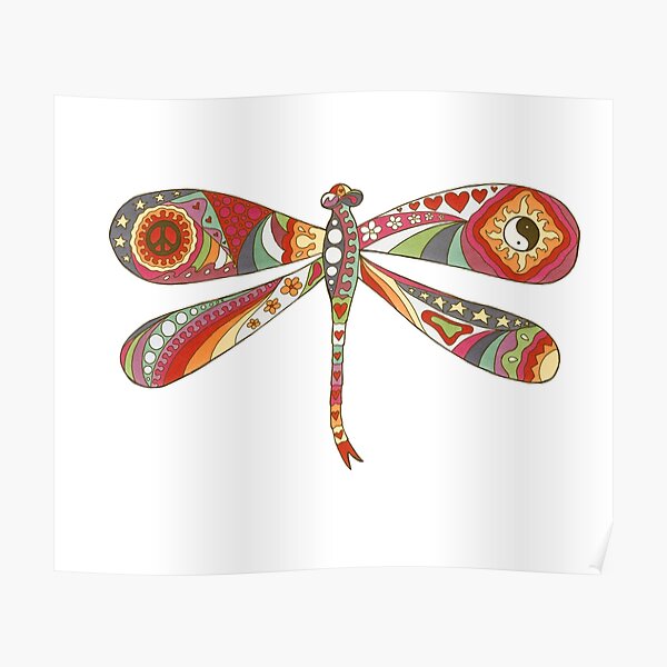 Vintage Psychedelic Dragonfly Poster