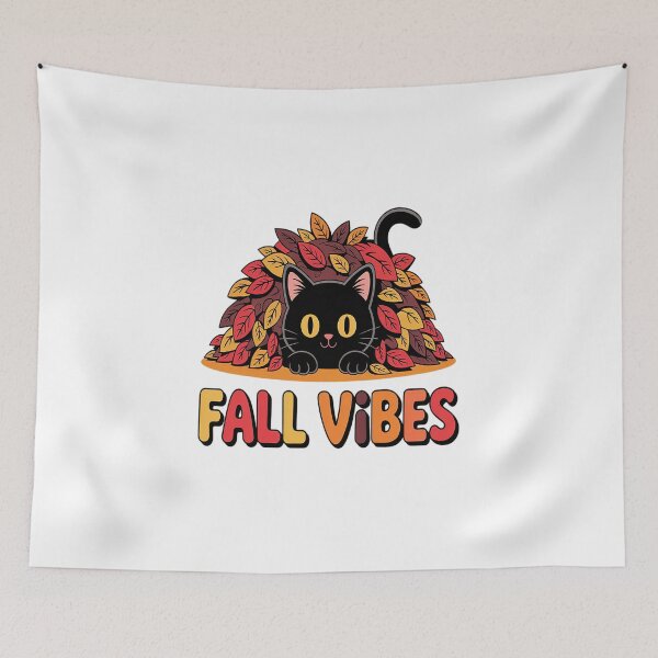 Item preview, Fall Cat  Cute Black Cat in Autumn Leaves designed and sold by VladoZork.