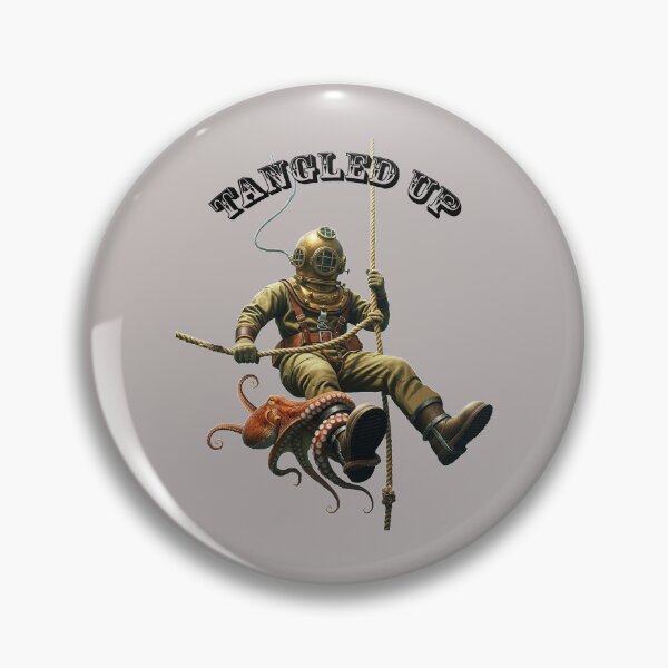 Item preview, Vintage Diver with Diving Helmet on a Rope with an Octopus Around his Ankle URM designed and sold by urmaddad.