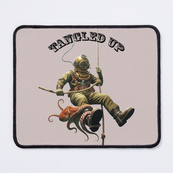 Item preview, Vintage Diver with Diving Helmet on a Rope with an Octopus Around his Ankle URM designed and sold by urmaddad.