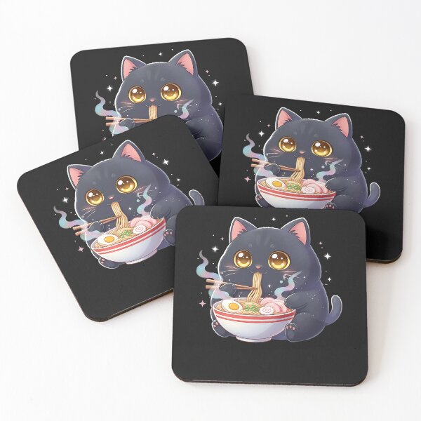 Item preview, Kawaii Japanese Cat Funny Cat Eating Ramen Japanese Noodles  designed and sold by TalalosART.