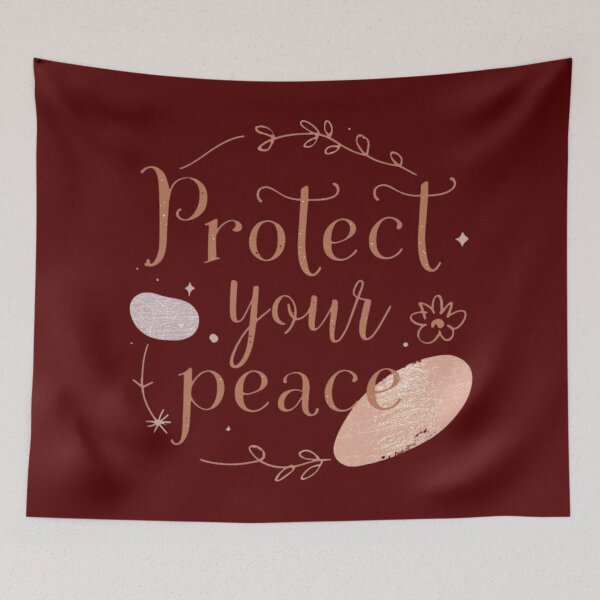 Item preview, Protect Your Peace — Cozy Self-Care Quote Design designed and sold by WovennDesigns.