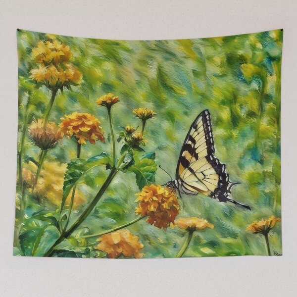 Item preview, Butterfly and the Zinna's designed and sold by tomorrowsart.