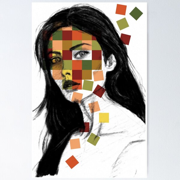 Item preview, Abstract Portrait in Squares F0007 Fall/Autumn Palette designed and sold by Morose-merch.