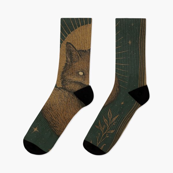 Item preview, Celestial Fox Spirit Mystical Forest Animal, Vintage Sunburst Design designed and sold by Artpicto.