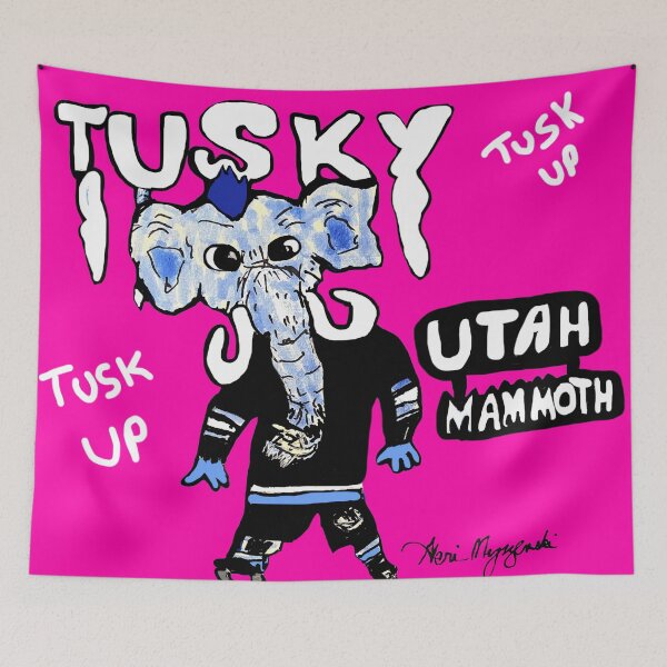 Artikelvorschau, Utah Mammoth-Maskottchen Tusky (NHL) entworfen und verkauft von The Art Queen Of Michigan .