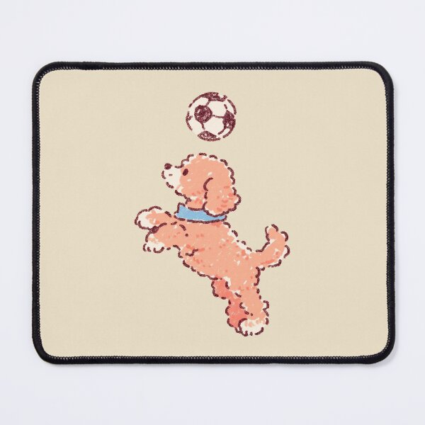 Item preview, Soccer Football Poodle, playful pastel crayon illustration designed and sold by Magnificent Lizard.