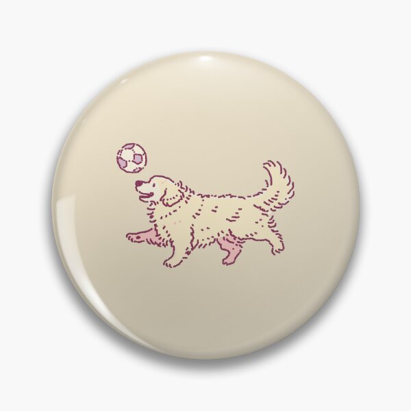 Item preview, Soccer Football Golden Retreiver, playful dotwork illustration designed and sold by Magnificent Lizard.