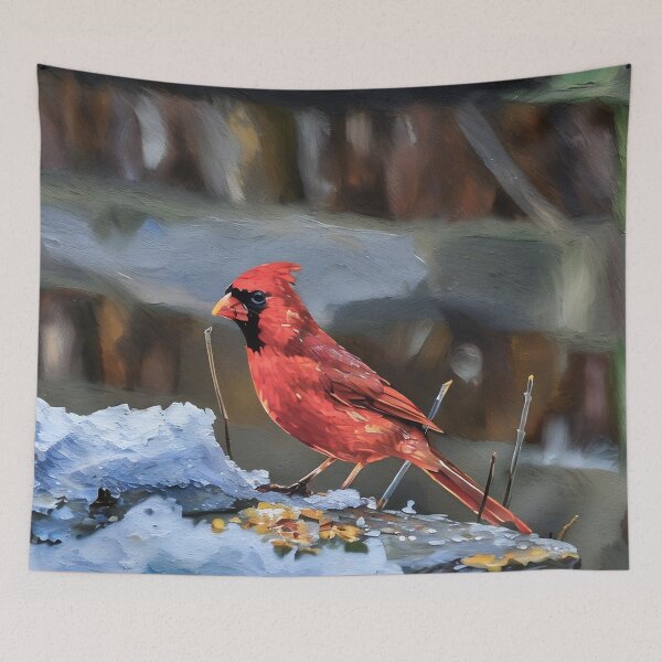 Item preview, Red Cardinal at Winter Feeder designed and sold by tomorrowsart.