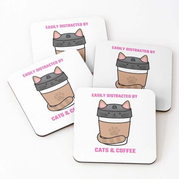 Item preview, Easily Distracted By Cats & Coffee designed and sold by SavvyVacationer.