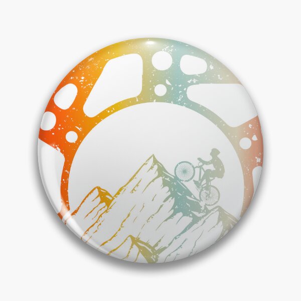 Item preview, Mountain Bike Chainring Sunset – MTB Rider on Peak | Vintage Distressed Cycling Art designed and sold by DavidMay.