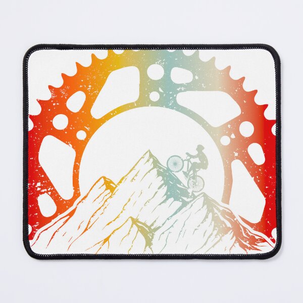 Item preview, Mountain Bike Chainring Sunset – MTB Rider on Peak | Vintage Distressed Cycling Art designed and sold by DavidMay.