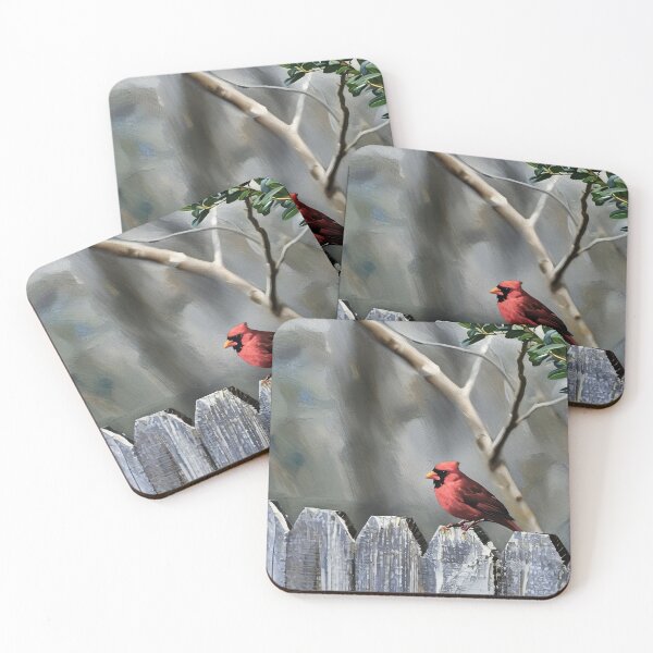 Item preview, Red Cardinal on Fence designed and sold by tomorrowsart.