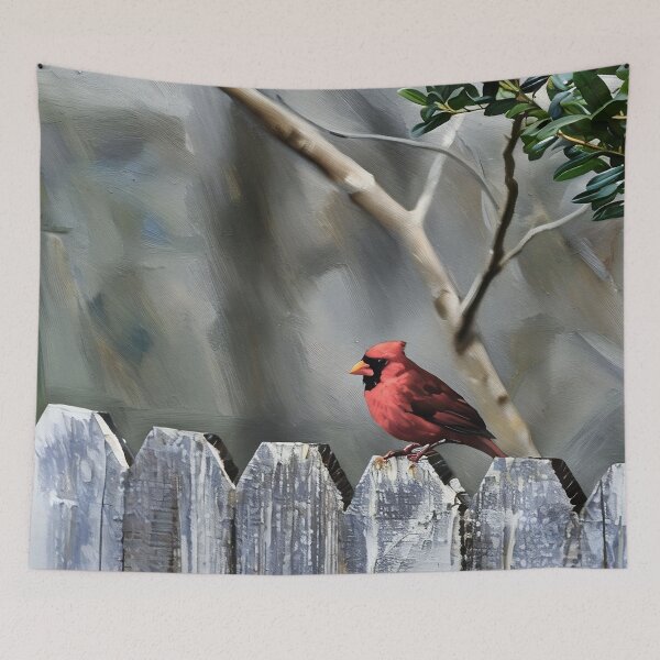 Item preview, Red Cardinal on Fence designed and sold by tomorrowsart.