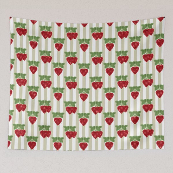 Item preview, Strawberry applique on striped background retro  designed and sold by fuzzyfox.