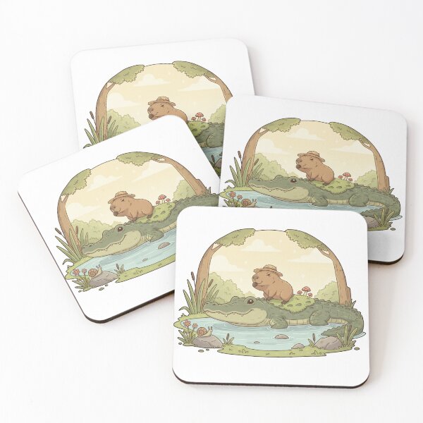 Item preview, Capybara and Alligator Friendship designed and sold by PastelPopShop.