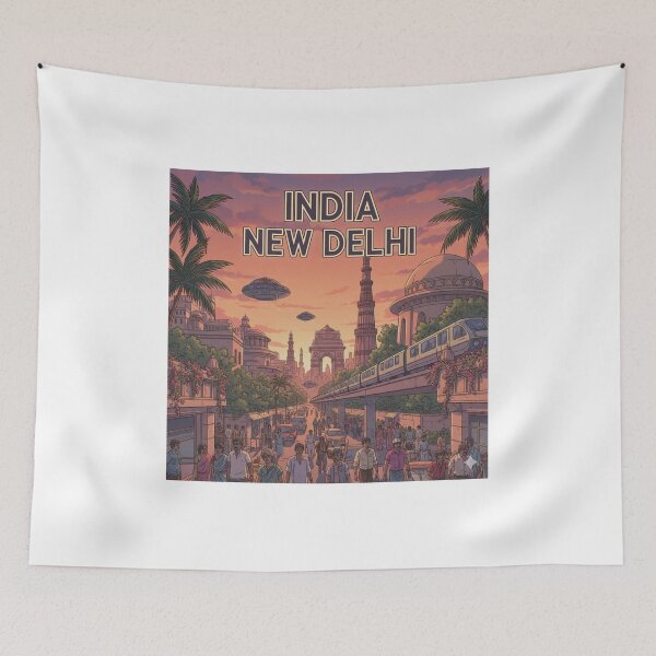 Item preview, Retro Anime India New Delhi Travel T Shirt Design designed and sold by ANIMEX00.