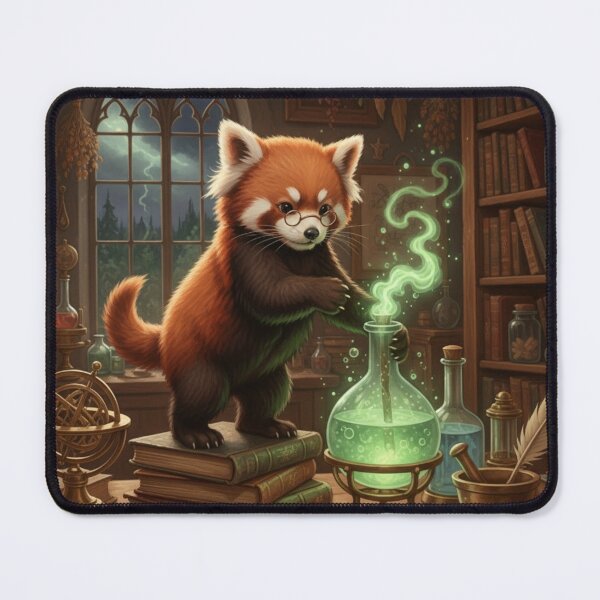 Item preview, Red Panda Alchemist – Cute Magic Scientist Animal Art – Fantasy Cottagecore Academia Design designed and sold by MadeByACJ.