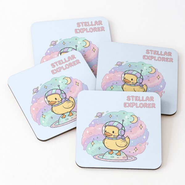 Item preview, Stellar Explorer Cute Duck Astronaut Sticker Kawaii Space Cloud Pastel Planet Vinyl designed and sold by cozy corner co. .