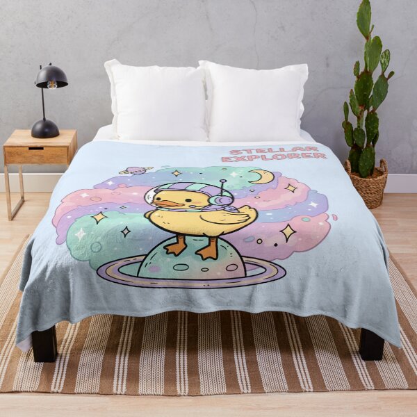 Item preview, Stellar Explorer Cute Duck Astronaut Sticker Kawaii Space Cloud Pastel Planet Vinyl designed and sold by cozy corner co. .