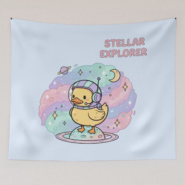 Item preview, Stellar Explorer Cute Duck Astronaut Sticker Kawaii Space Cloud Pastel Planet Vinyl designed and sold by cozy corner co. .
