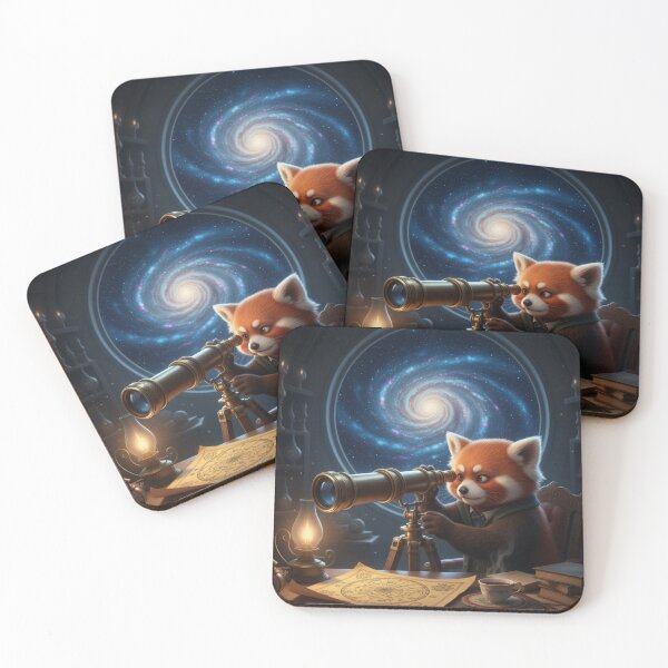 Item preview, Red Panda Astronomer – Cosmic Stargazer Art – Whimsical Space Explorer Fantasy Design designed and sold by MadeByACJ.