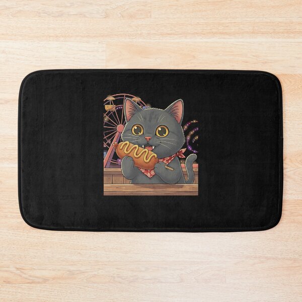 Item preview, Retro Black Cat Poster With Corn Dog And Fair Ferris designed and sold by facegm.