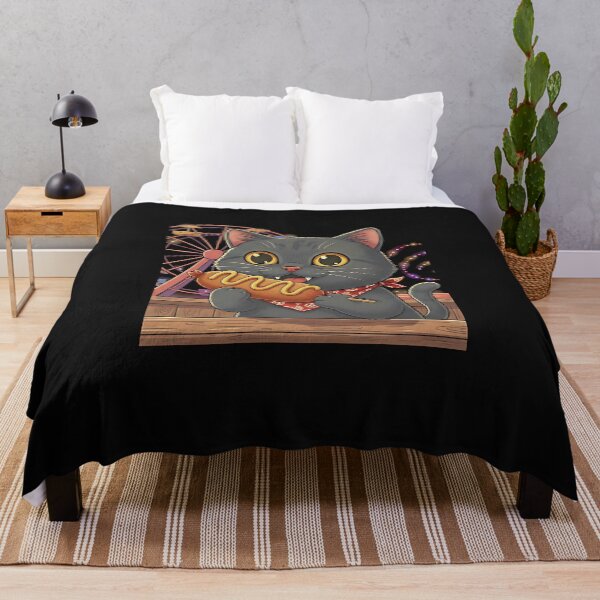 Item preview, Retro Black Cat Poster With Corn Dog And Fair Ferris designed and sold by facegm.