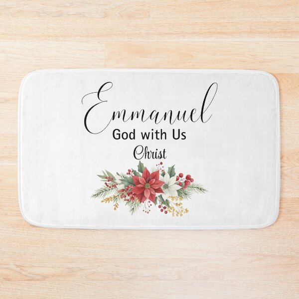 Item preview, "Emmanuel God with Us Christ" Christian Christmas Logo | Watercolor Poinsettia Floral Scripture Design designed and sold by Gahyl7.