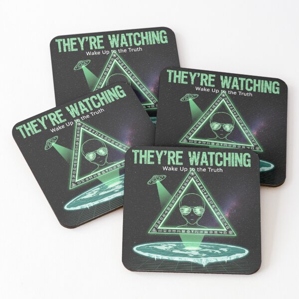 Item preview, They’re Watching – Retro Alien Illuminati Flat Earth Design designed and sold by Travelcases.