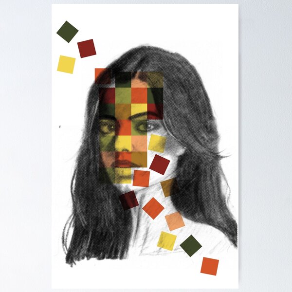 Item preview, Abstract Portrait in Squares F0006 Fall/Autumn Palette designed and sold by Morose-merch.