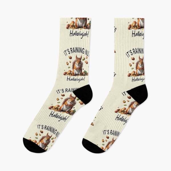 Item preview, Cute squirrel 'It's raining nuts, Hallelujah!' designed and sold by RowanGraphics.