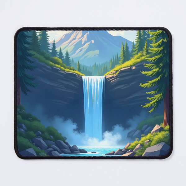 Item preview, Tall bright blue water fall running down a mountain designed and sold by BDLdesigns.