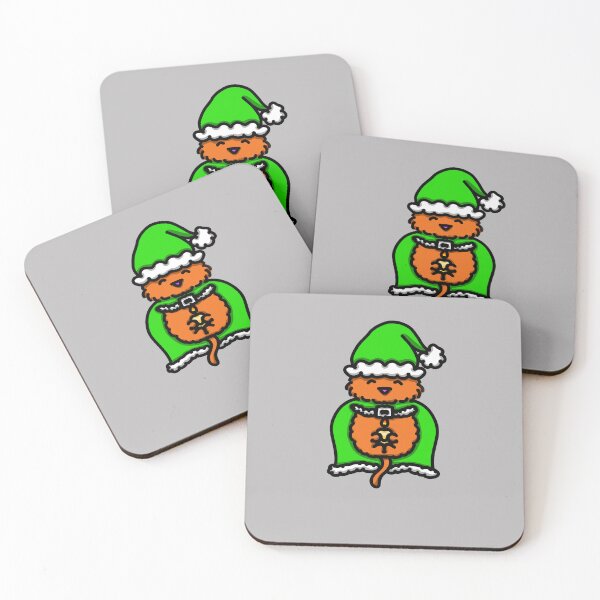 Item preview, Green Holiday Santa Cat with Candle designed and sold by DragginThruTime.