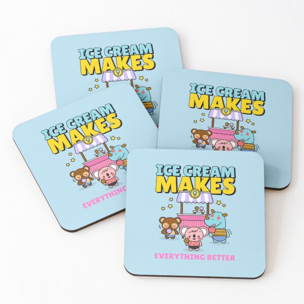 Item preview, Ice Cream Makes Everything Better – Kawaii Animals at the Ice Cream Stand-Light Blue version designed and sold by Novel Works Studio.