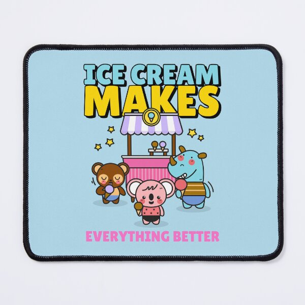 Artikelvorschau, Eis macht alles besser – Kawaii-Tiere am Eisstand – Hellblaue Version entworfen und verkauft von Novel Works Studio.