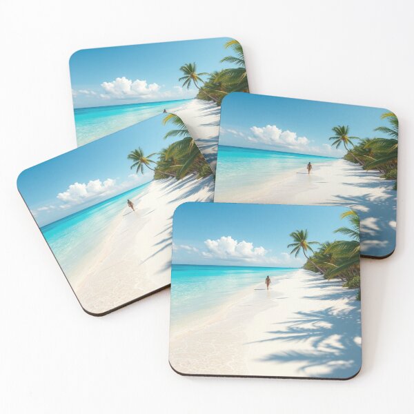 Item preview, Secluded Beach Walk | Alone on the White Sand Shore Under Palm Shadows designed and sold by Jade Ado.