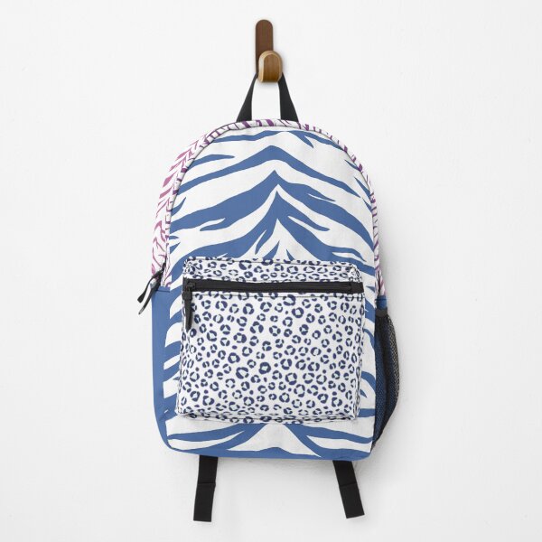 Item preview, Blue Leopard and Multicolor Tiger Stripe Backpack designed and sold by The-aesthete-a.